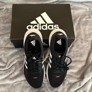 NIB Adidas Women FunFalcon 2.0 Black w/White Stripes size 10.5
